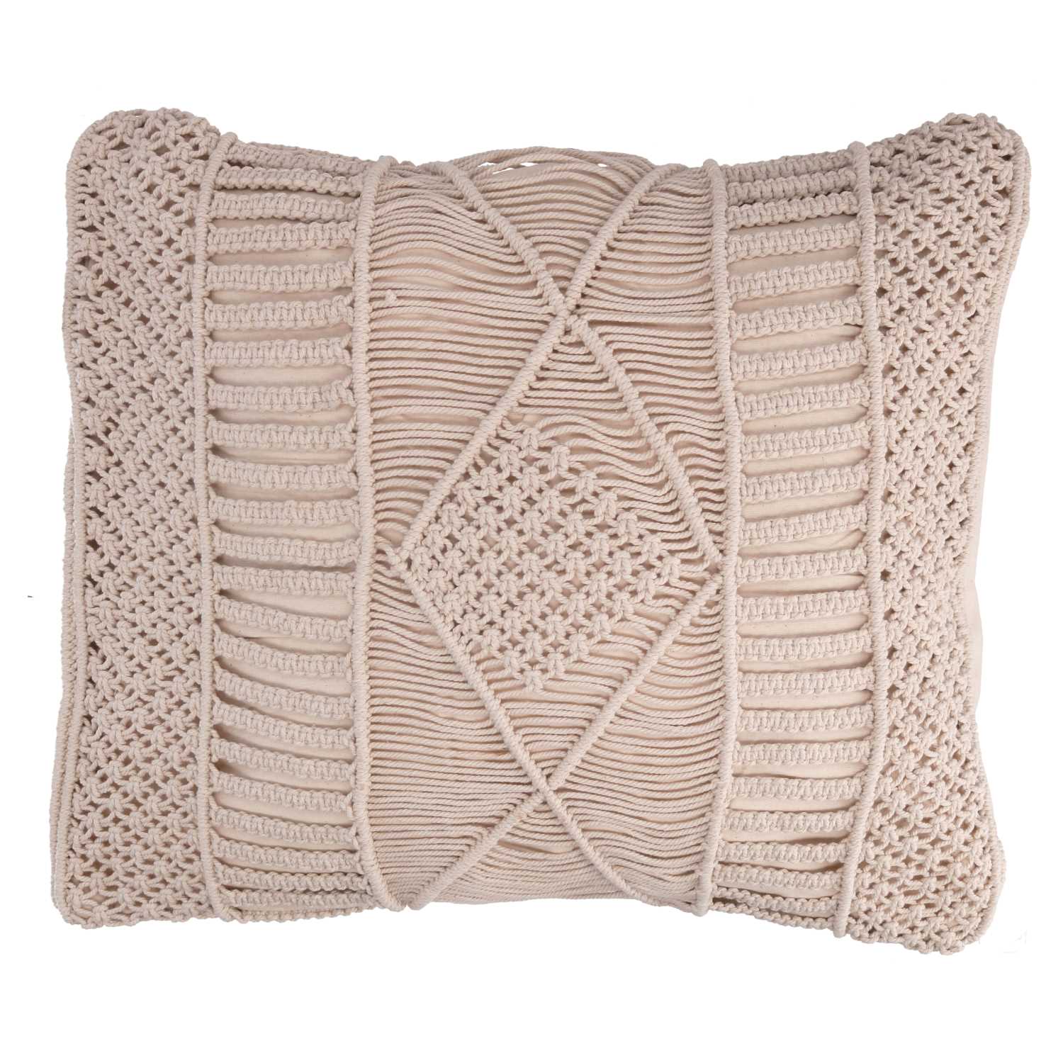 Fodera per Cuscino Decorativo Quadrato 45x45 cm in Tessuto Macramè Ecrù