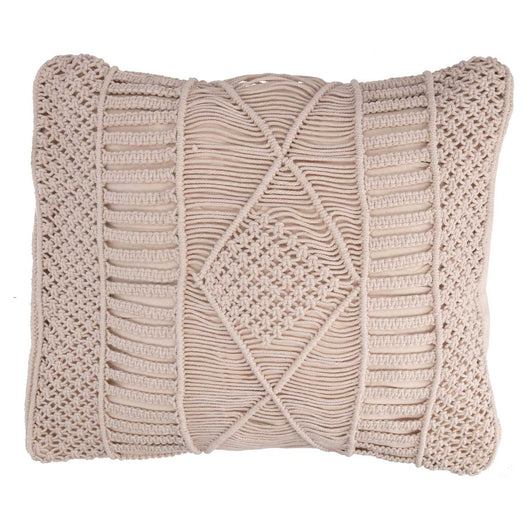 Fodera per Cuscino Decorativo Quadrato 45x45 cm in Tessuto Macramè Ecrù