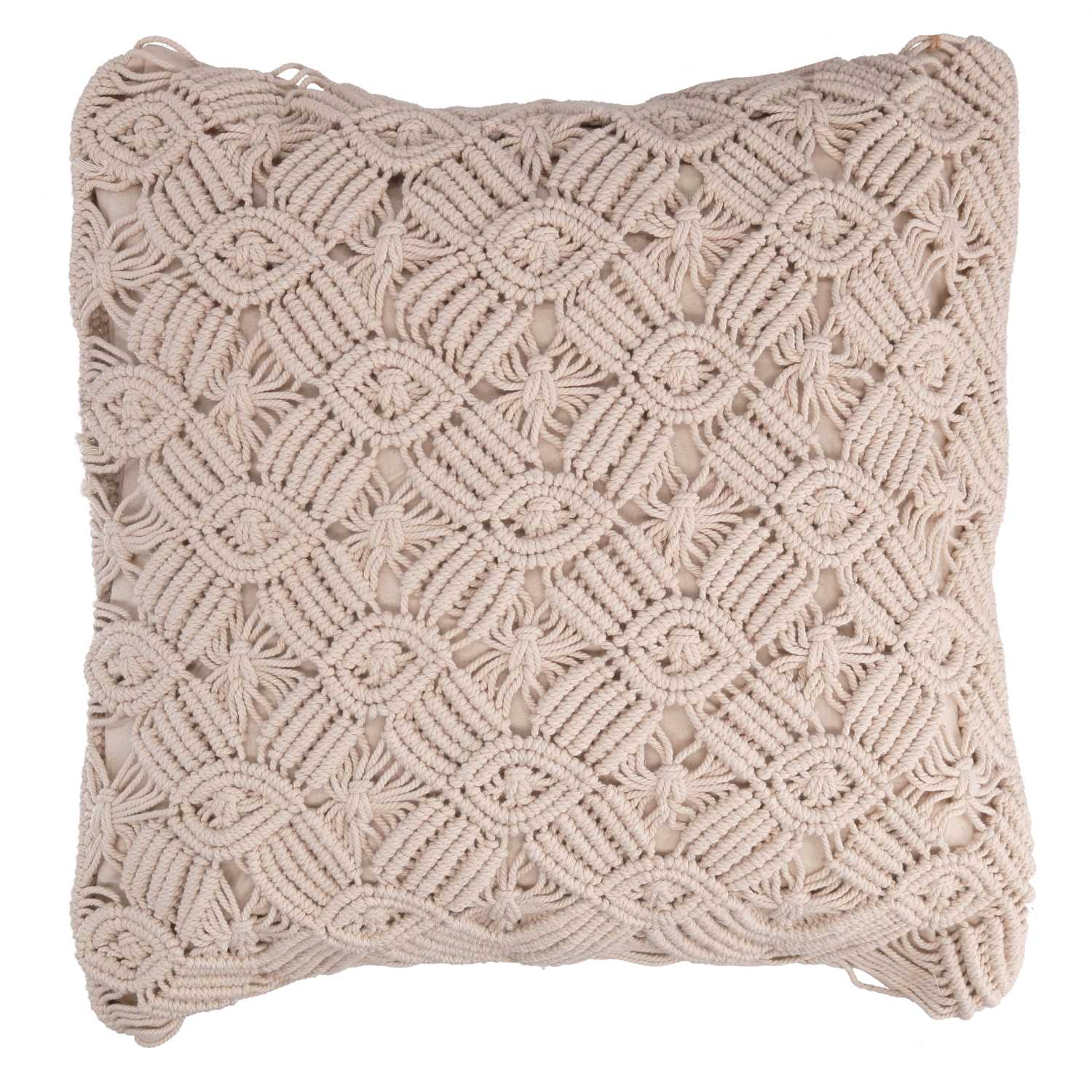 Fodera per Cuscino Decorativo Quadrato 40x40 cm in Tessuto Macramè Ecrù