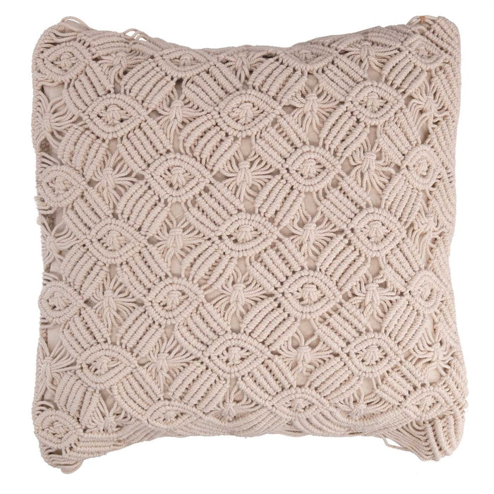 Fodera per Cuscino Decorativo Quadrato 40x40 cm in Tessuto Macramè Ecrù