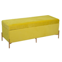 Panca Contenitore 115x40xh45 cm in Tessuto Velluto Giallo