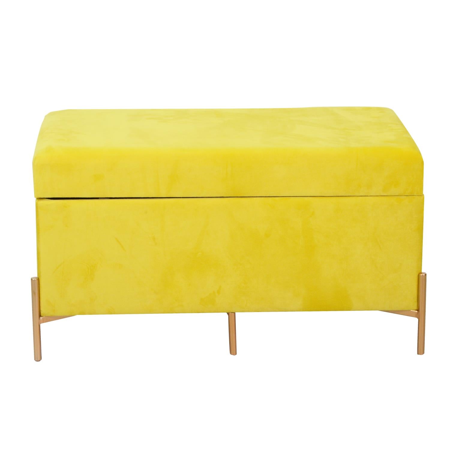 Panca Contenitore 115x40xh45 cm in Tessuto Velluto Giallo