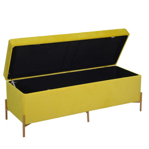 Panca Contenitore 115x40xh45 cm in Tessuto Velluto Giallo