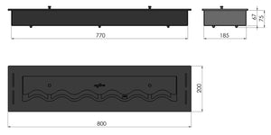 Bruciatore a Bioetanolo da Incasso 80x20x7,5 cm Black Burner 800 Nero