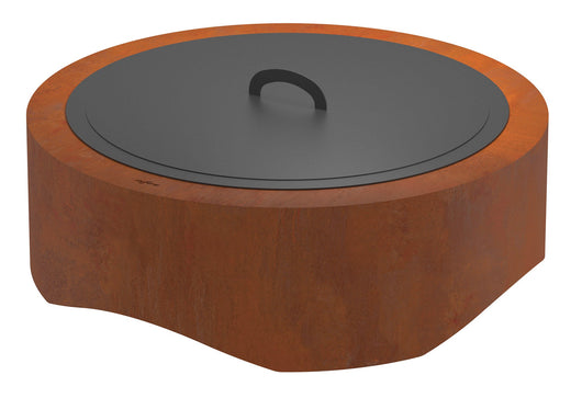 Braciere a Legna da Giardino ⌀100x30 cm in Acciaio Rivestimento Corten 1000 Round Ruggine