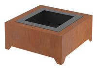 Braciere a Legna da Giardino 70x70x30 cm in Acciaio Rivestimento Corten 700 Square Ruggine