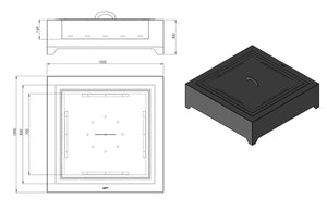 Braciere a Legna da Giardino 100x100x30 cm in Acciaio Rivestimento Corten 1000 Square Ruggine