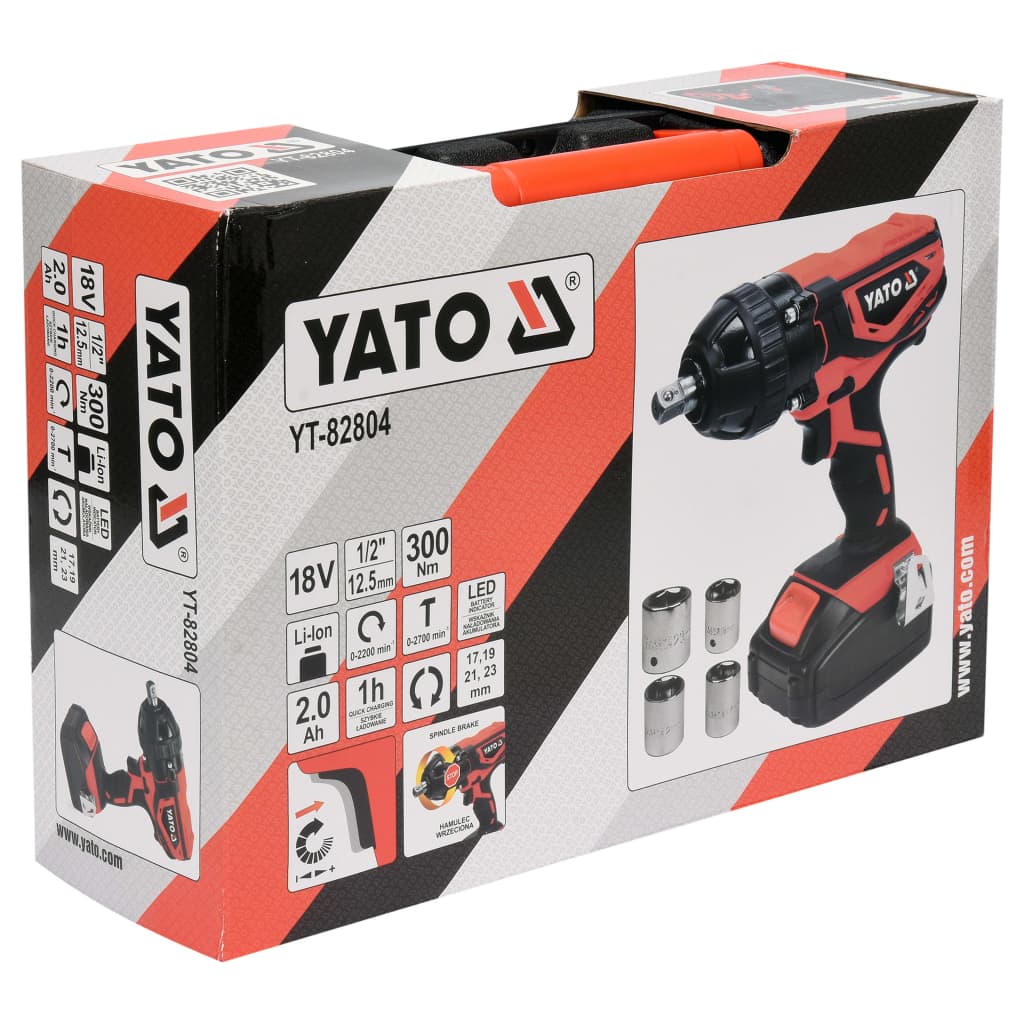 YATO Trapano Avvitatore a Impatto Batteria 2,0Ah Li-ion 1/2" 18V 300Nm 434517