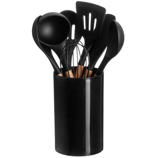 Set Mestoli 7 Pezzi Utensili da Cucina Con Barattolo Contenitore