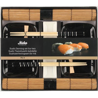 Set sushi Per 2 Persone Con Piattino e Bacchette 2 Colori Assortiti Bianco Nero