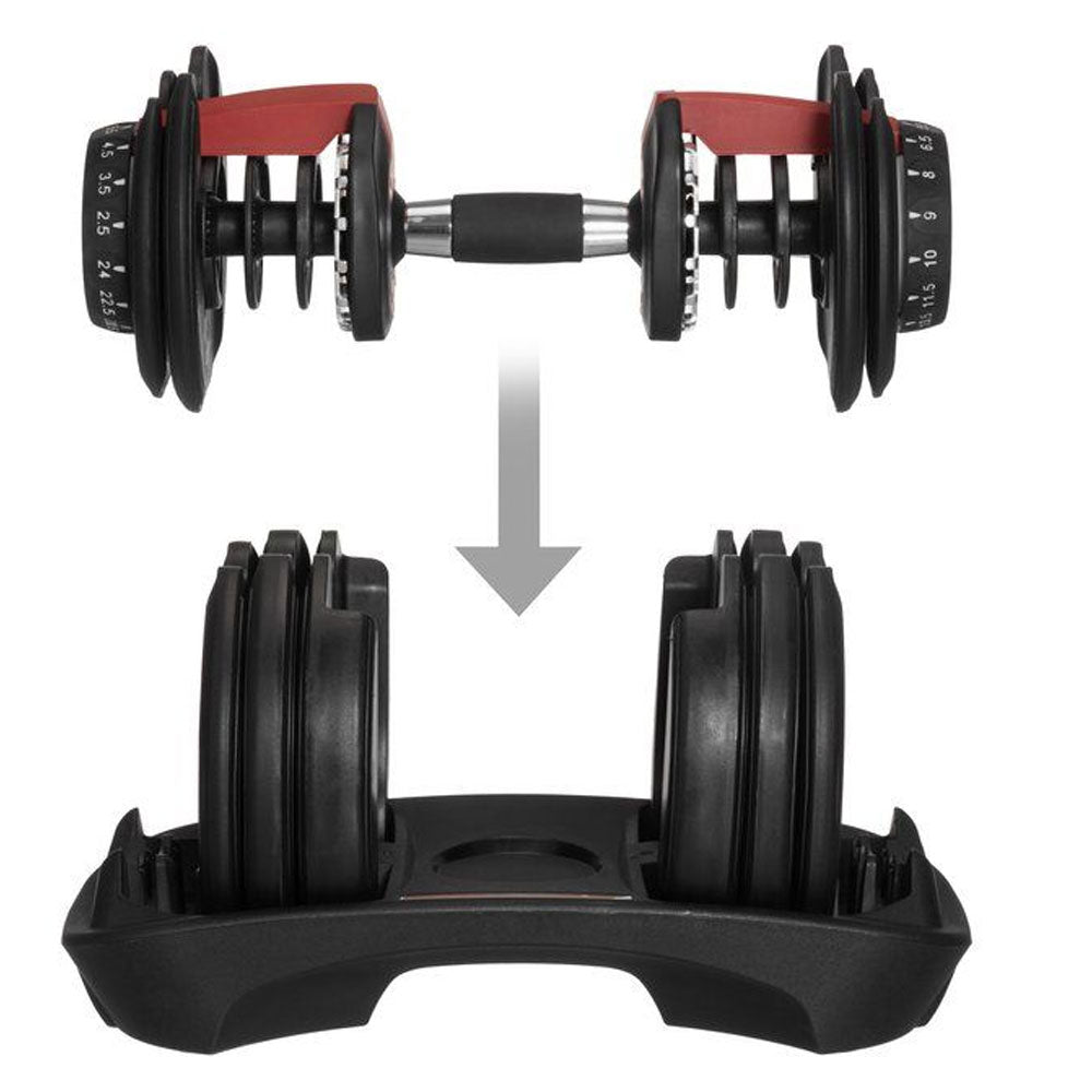 Manubrio Pesi Dumbbell Regolabile a Carico Variabile Da 2 a 24kg Multifunzionale