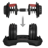 Manubrio Pesi Dumbbell Regolabile a Carico Variabile Da 2 a 24kg Multifunzionale