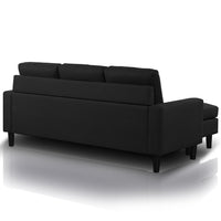 Divano con Penisola Reversibile Mobile e Cuscini Imbottiti Sofa 4 Posti Nero