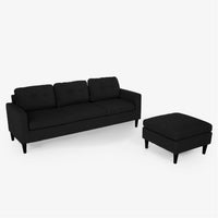 Divano con Penisola Reversibile Mobile e Cuscini Imbottiti Sofa 4 Posti Nero