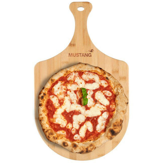 Pala per Pizza da Forno Fornetto Tagliere Legno Bambu con Manico 30x50cm