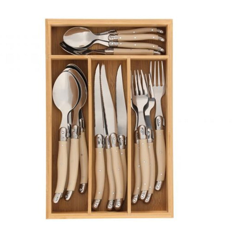 Portaposate da Cucina Porta Posate in Legno Bambù 30x20cm Set 16 Posate Incluso