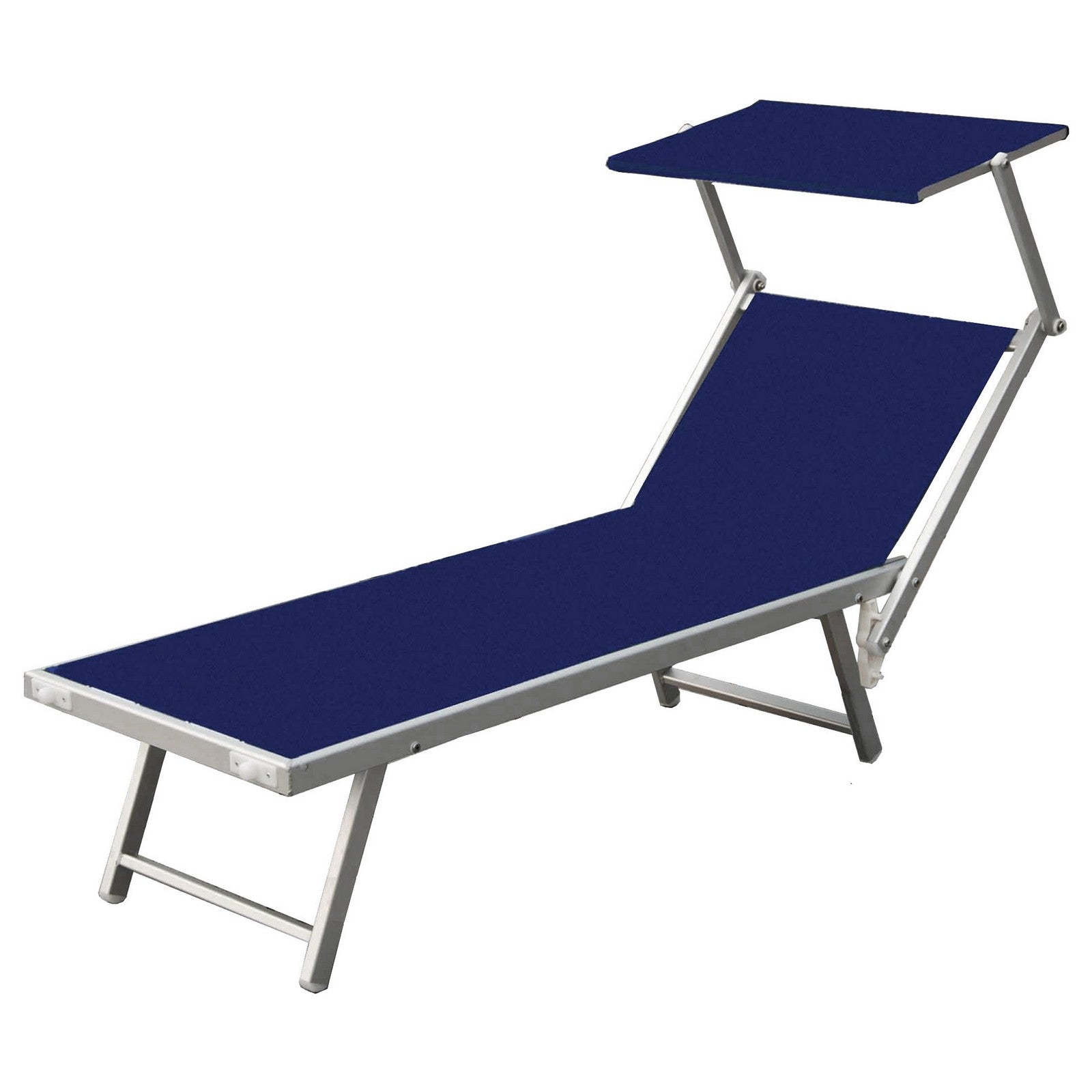 2pz playa lettino alluminio con schermo parasole blu cod:ferx.59936