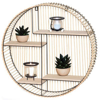 Mensola Scaffale Forma Rotonda Decorativa Diametro 50cm Con 4 Ripiani in Bambu