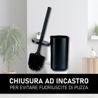 Scopino Per WC in Plastica Setole Antibatteriche e Chiusura ad Incastro Nero