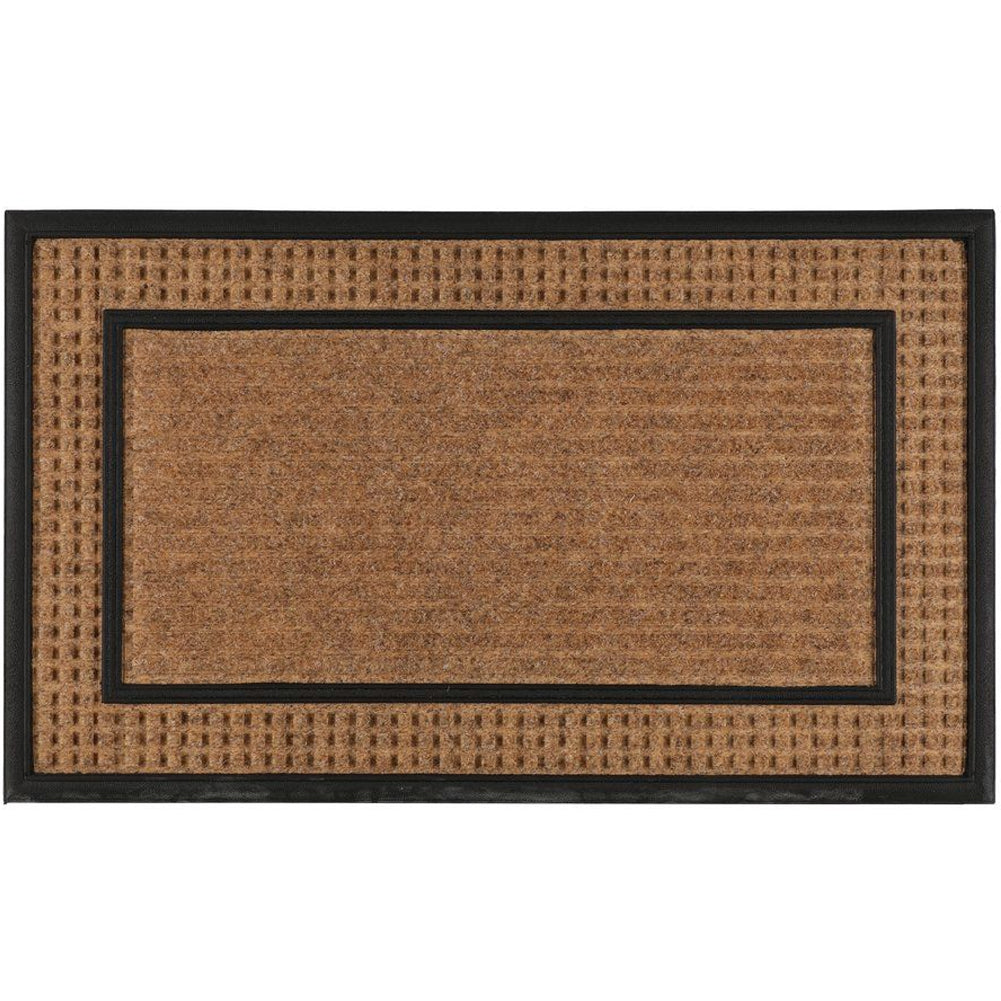 Tappeto Zerbino Rettangolare In Fibra Di Cocco e Gomma 45 x 75cm Beige e Marrone