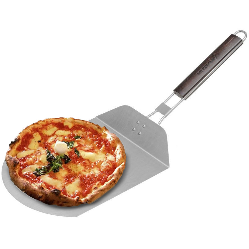 Pala Pizza Paletta Tagliere Pizze Acciaio Inox con Manico in Legno 30 x 25 cm