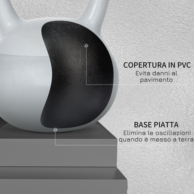 Kettlebell per Allenamento 8 Kg in PVC e Sabbia Metallica Grigio