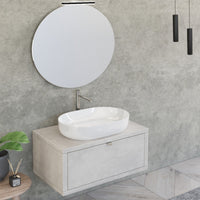 Mobile Bagno Sospeso 80 cm Lavabo e Specchio Bonussi Orione Grigio Effetto Cemento