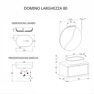 Mobile Bagno Sospeso 80 cm Lavabo e Specchio Bonussi Orione Grigio Effetto Cemento