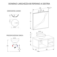 Mobile Bagno Sospeso 80 cm Lavabo e Specchio Bonussi Orione Rovere Farnia