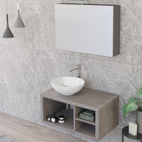 Mobile Bagno Sospeso 80 cm Lavabo e Specchio Bonussi Orione Grigio Effetto Cemento