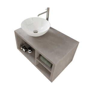 Mobile Bagno Sospeso 80 cm Lavabo e Specchio Bonussi Orione Grigio Effetto Cemento