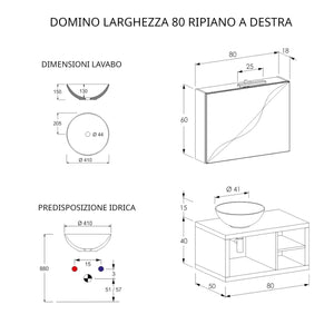 Mobile Bagno Sospeso 80 cm Lavabo e Specchio Bonussi Orione Grigio Effetto Cemento