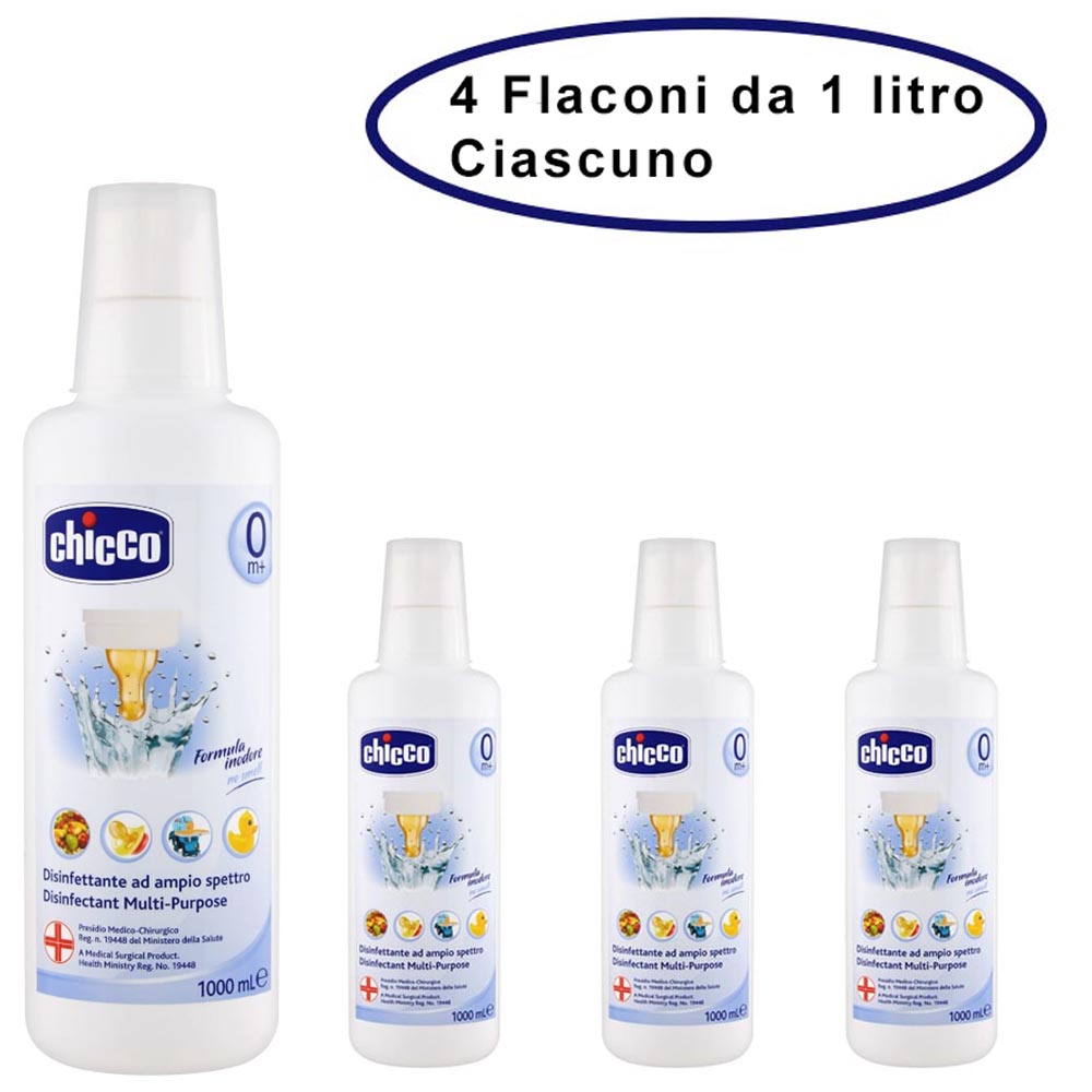 Chicco disinfettante igienizzante multiuso 4 flaconi da 1 litro ciascuno