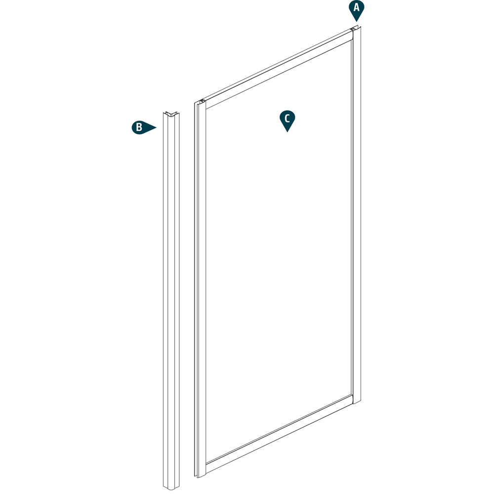 Ogomondo lato fisso per box doccia corner bianco cristallo temprato *** misure 77-79.5xh185 cm trasparente, confezione 1