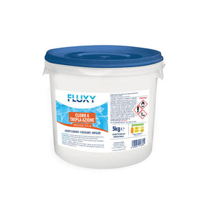 TRIPLEX PASTIGLIE SOLUBILI DA 200gr PER PISCINE MULTIFUNZIONE CONFEZIONE DA 5kg FLUXY