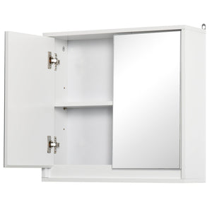 Armadietto Bagno a 2 Ante con Specchiera e Ripiano Regolabile  48x14,5x45 cm in MDF Bianco