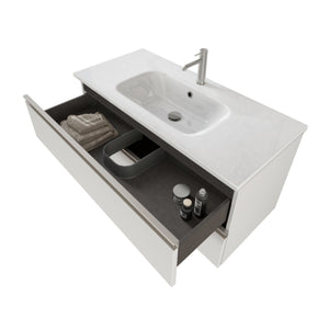 Mobile Bagno Sospeso 100 cm Lavabo e Specchio Bonussi Fenice Bianco Opaco