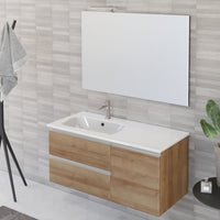 Mobile Bagno Sospeso 100 cm Lavabo e Specchio Bonussi Fenice Rovere Farnia