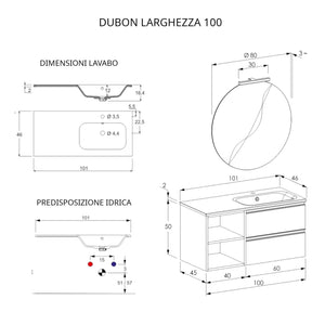 Mobile Bagno Sospeso 100 cm Lavabo e Specchio Bonussi Fenice Rovere Farnia