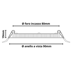 Pannello led incasso 8 cm 3watt slim tondo soffitto alimentatore incluso temperatura 4500k 