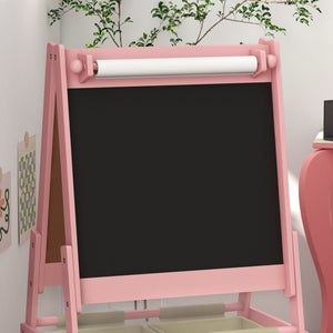 Lavagna per Bambini 3 in 1 54x46,5x93 cm con Cavalletto Rosa