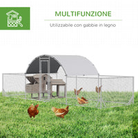 Pollaio Gabbia per Galline da Esterno 660x190x195 cm in Acciaio Zincato Grigio Argento