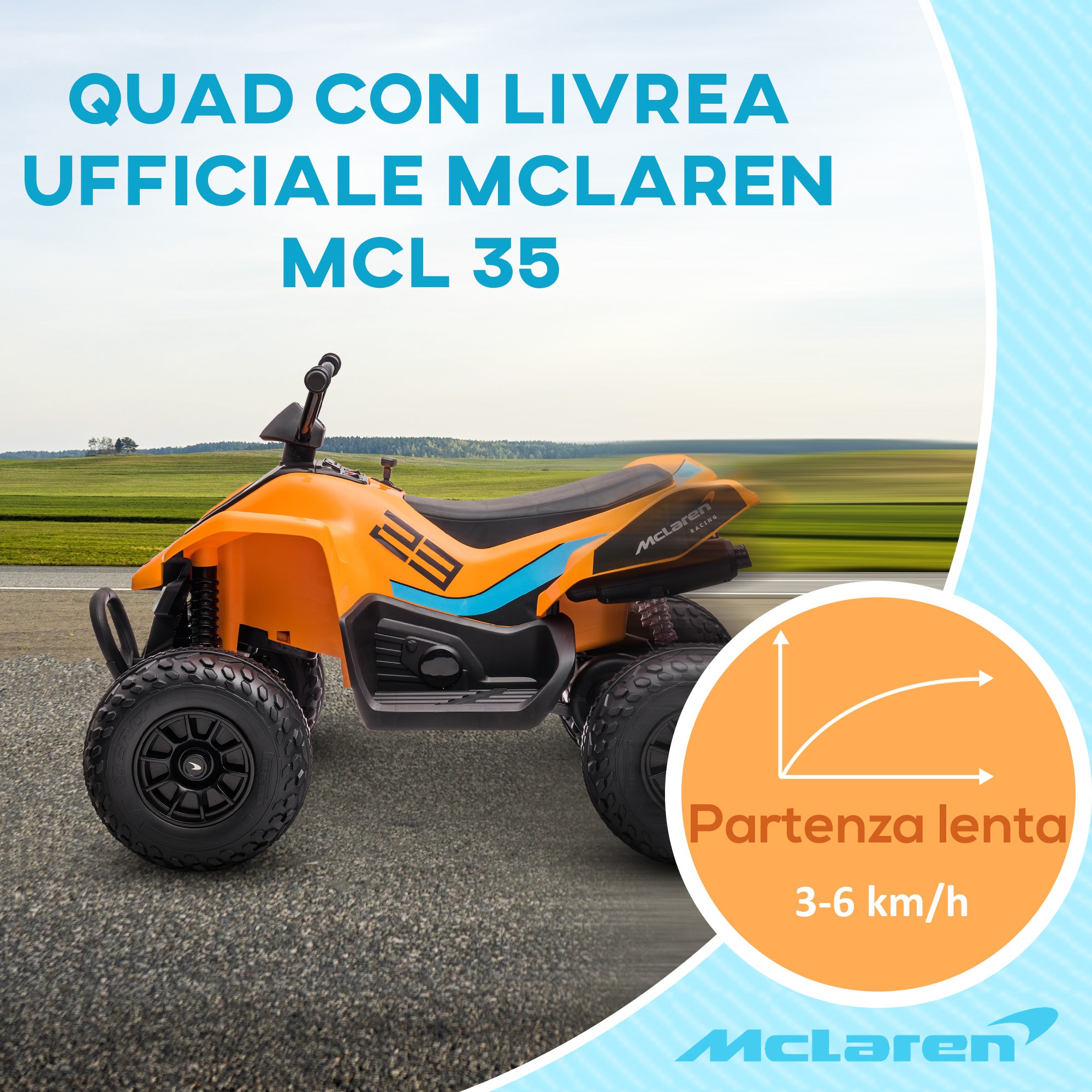 Quad Elettrico per Bambini 12V McLaren MCL 35 Nero e Arancione