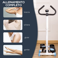 Stepper con Manubrio Monitor LCD 55x44x108A cm Bianco e Blu