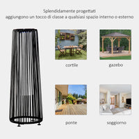 Lanterna Solare da Giardino LED con Pannello di Ricarica in Rattan e Metallo  Ø21.5x61cm Nero