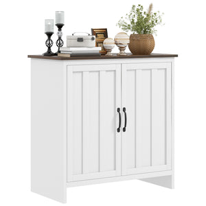 Credenza a 2 Ante Perlinate Ripiano Regolabile 80x39,7x80 cm Bianco