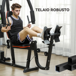 Stazione Fitness Multifunzione con 45 kg di Pesi 160x108x200 cm Nero