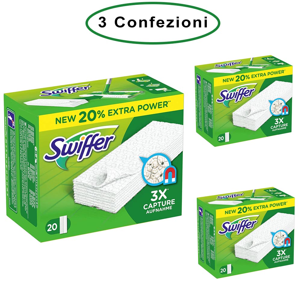 Swiffer panni di ricambio cattura polvere per scopa swiffer 3 confezioni da 20 panni