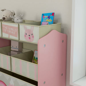 Scaffale Portagiochi per Bambini 63x30x66 cm 6 Contenitore Rimovibili Rosa