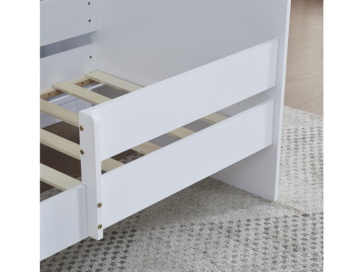 Letto per Bambini 80x160cm Legno Bianco con Barriera Habitat et Jardin